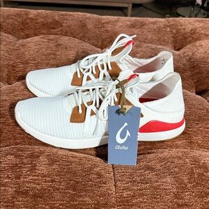 OluKai White and Red Casual Shoes